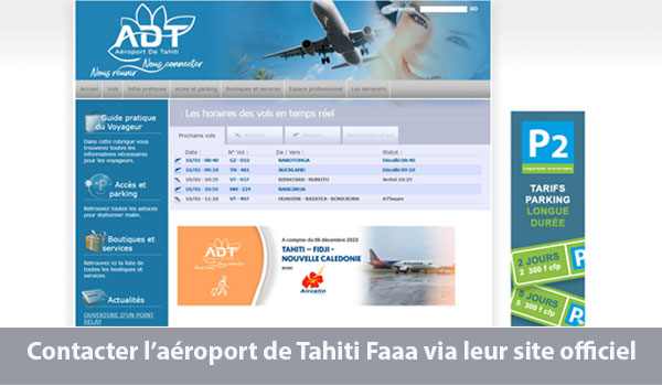 Joindre l’aéroport de Tahiti Faaa via leur site officiel